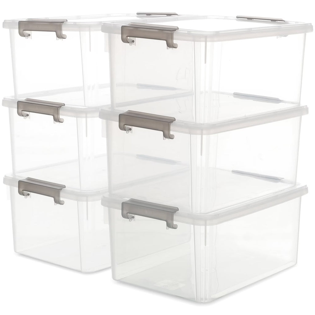 17 QT Clear Storage Bins with Lids – Stackable Plastic Organizer Set (6 Pack)
