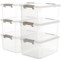 17 QT Clear Storage Bins with Lids – Stackable Plastic Organizer Set (6 Pack)