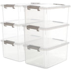 17 QT Clear Storage Bins with Lids – Stackable Plastic Organizer Set (6 Pack)