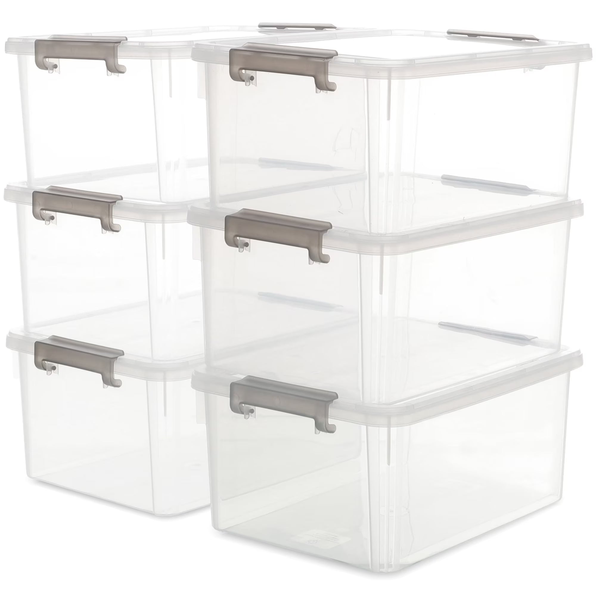 17 QT Clear Storage Bins with Lids – Stackable Plastic Organizer Set (6 Pack)