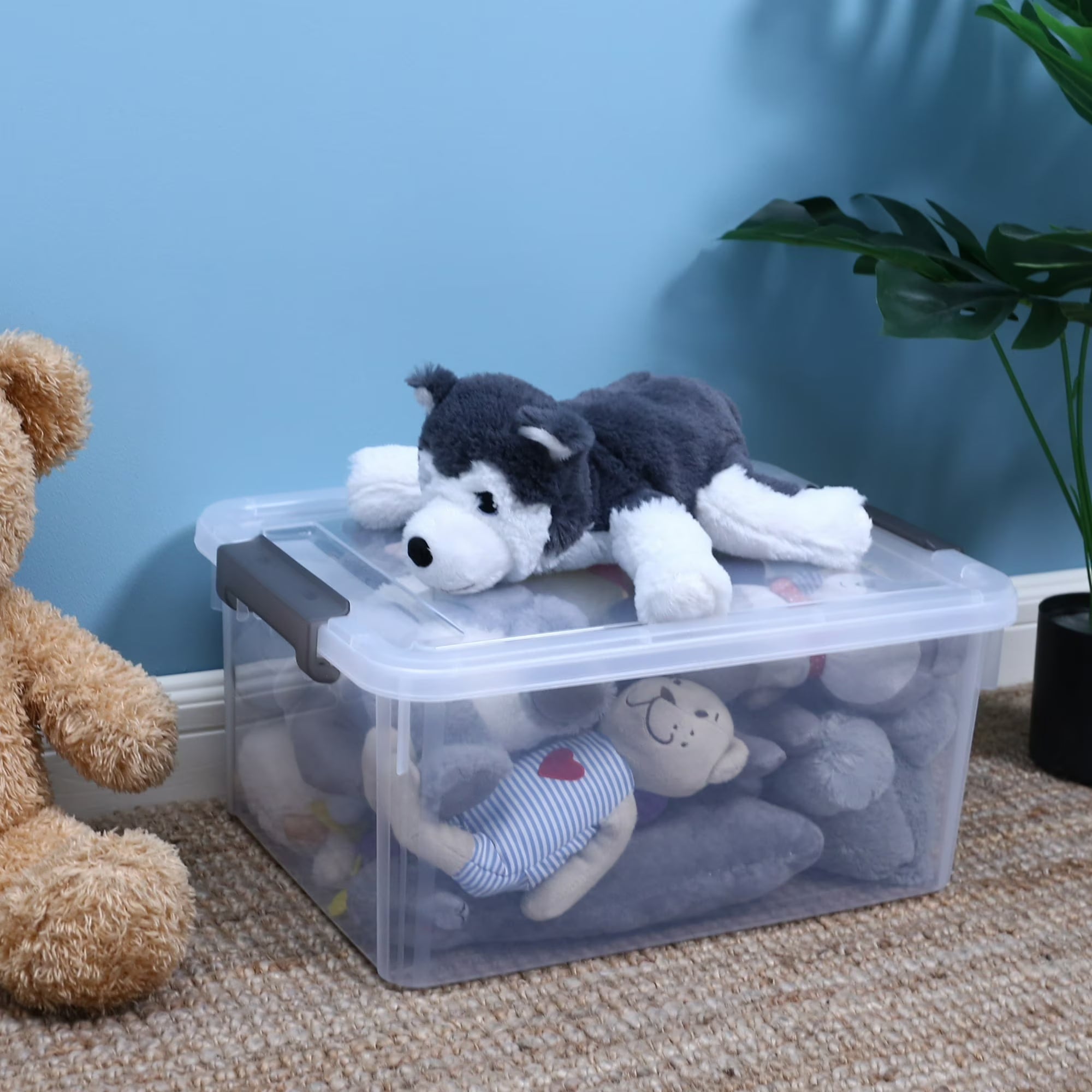 17 QT Clear Storage Bins with Lids – Stackable Plastic Organizer Set (6 Pack)