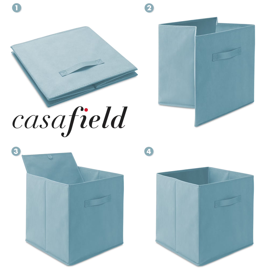 Casafield Set of 6 Fabric Storage Cube Bins – Baby Blue Foldable Shelf Organizers