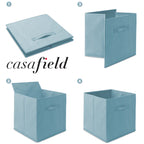 Casafield Set of 6 Fabric Storage Cube Bins – Baby Blue Foldable Shelf Organizers