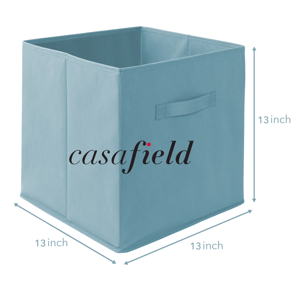Casafield Set of 6 Fabric Storage Cube Bins – Baby Blue Foldable Shelf Organizers
