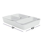 Decorative Plastic Desk Drawer Organizer Tray Set – White Smoke Ribbed Storage Bins (15 Pack)
