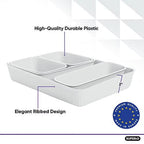 Decorative Plastic Desk Drawer Organizer Tray Set – White Smoke Ribbed Storage Bins (15 Pack)