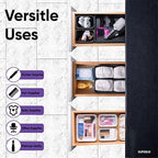 Decorative Plastic Desk Drawer Organizer Tray Set – White Smoke Ribbed Storage Bins (15 Pack)