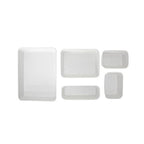 Decorative Plastic Desk Drawer Organizer Tray Set – White Smoke Ribbed Storage Bins (15 Pack)