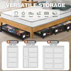 Livhil Under Bed Storage with Wheels – 2 Pack Rolling Storage Containers