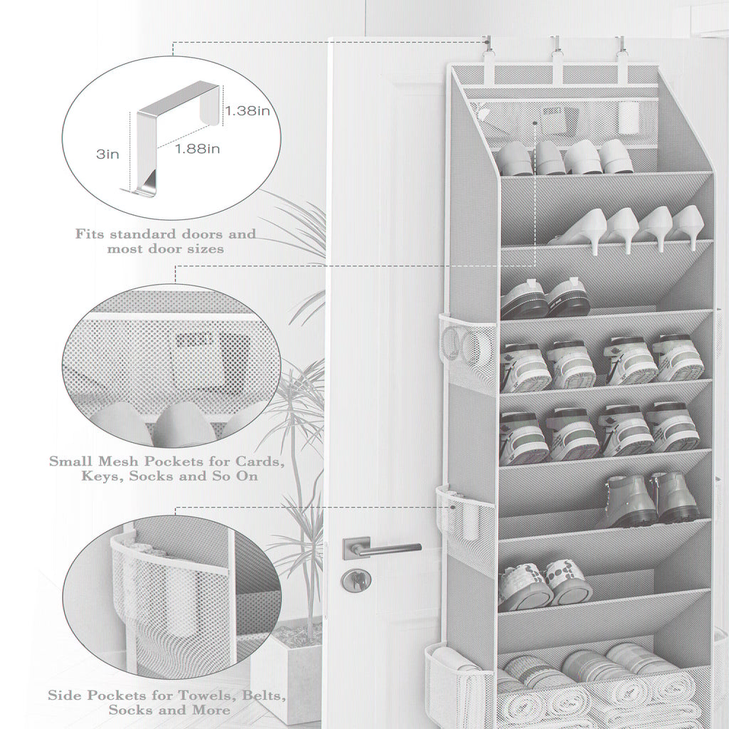 Criusia Over the Door Shoe Organizer – Hanging Storage with Deep Pockets