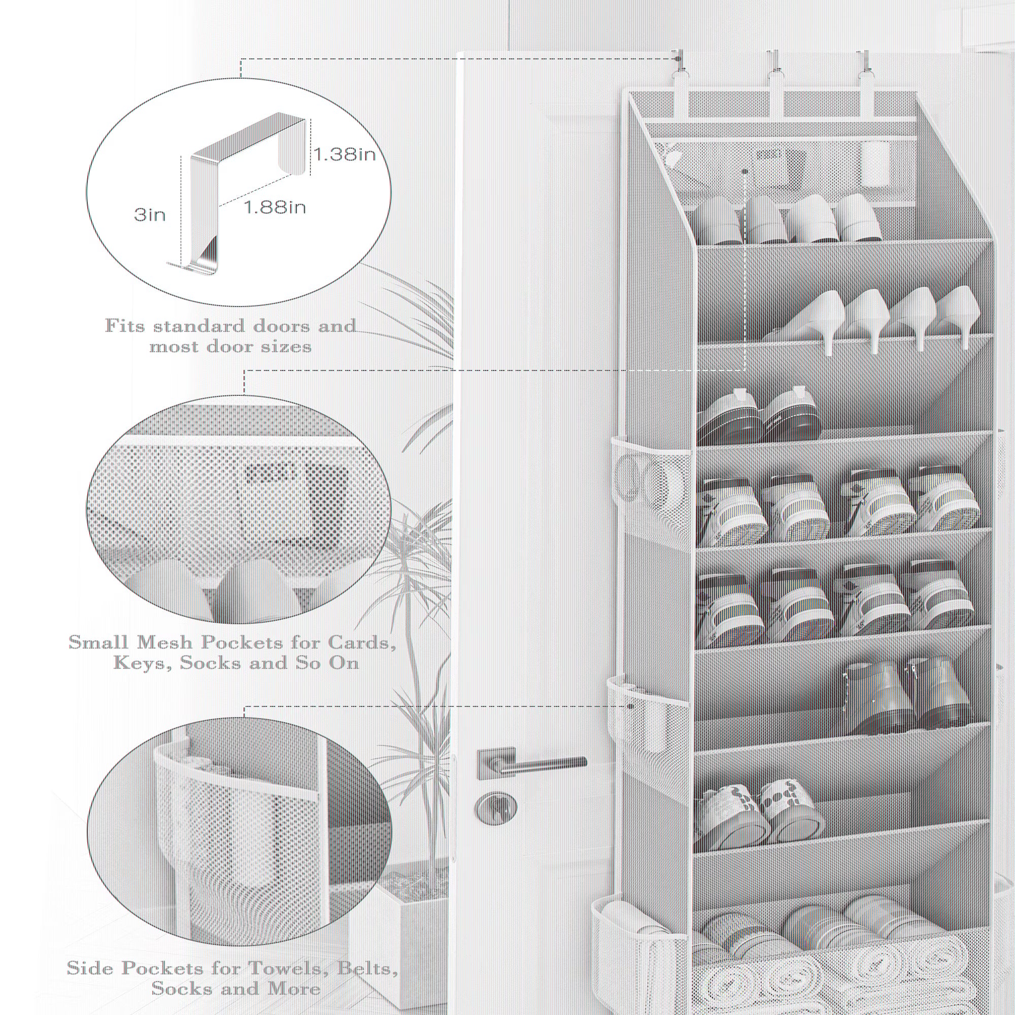 Criusia Over the Door Shoe Organizer – Hanging Storage with Deep Pockets