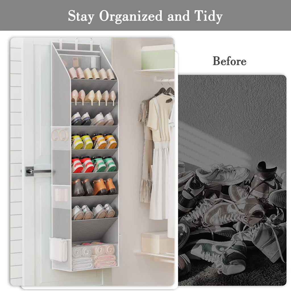 Criusia Over the Door Shoe Organizer – Hanging Storage with Deep Pockets