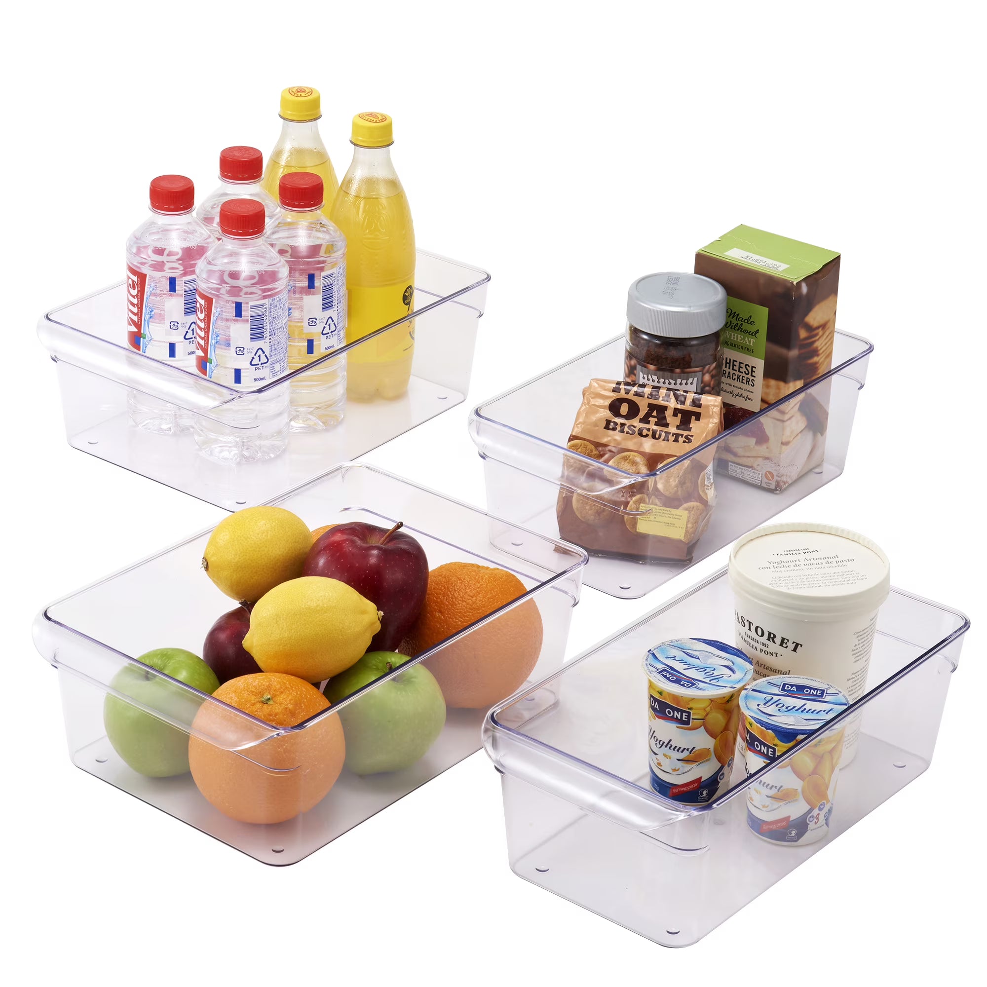 Mainstays Clear Plastic Fridge Organization Bin Set – 4 Pack