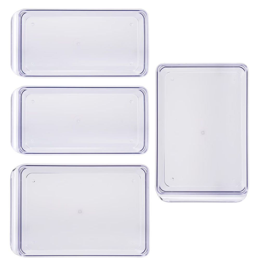 Mainstays Clear Plastic Fridge Organization Bin Set – 4 Pack
