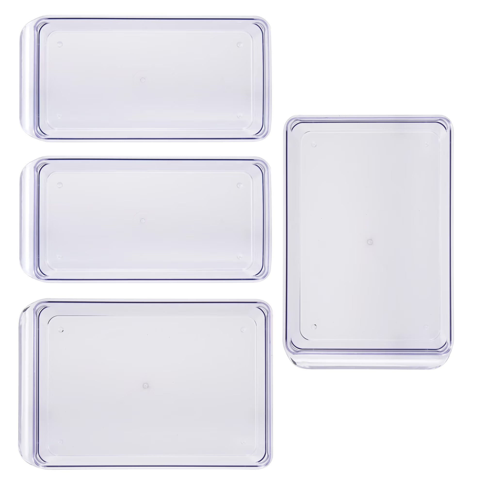 Mainstays Clear Plastic Fridge Organization Bin Set – 4 Pack