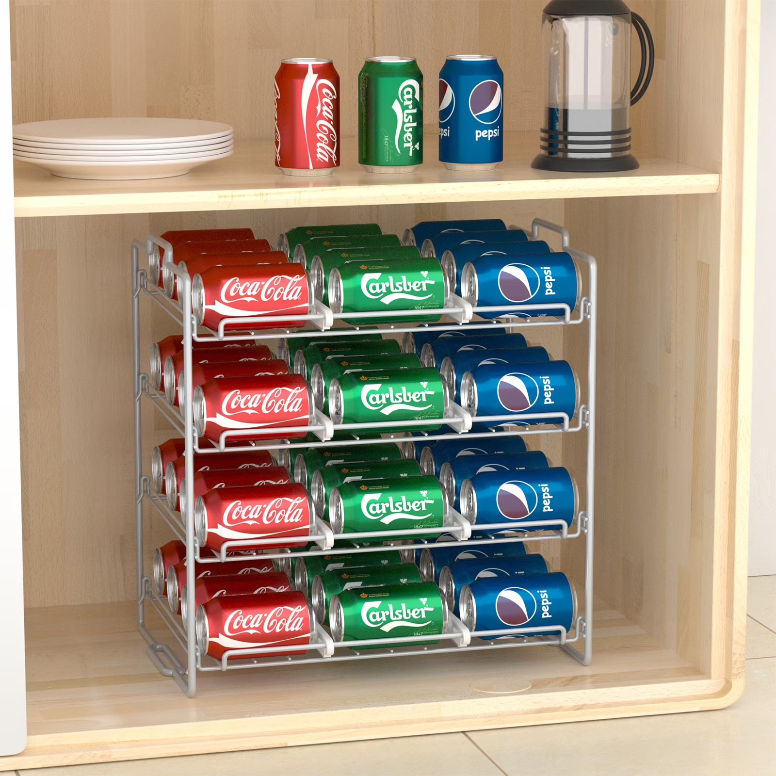 stusgo 4-Tier Stackable Can Rack Organizer – Pantry Storage for Up to 48 Cans