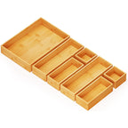 SpaceAid Bamboo Drawer Organizer Storage Boxes Set – 7 Pack Natural