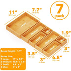 SpaceAid Bamboo Drawer Organizer Storage Boxes Set – 7 Pack Natural