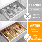 SpaceAid Bamboo Drawer Organizer Storage Boxes Set – 7 Pack Natural