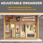 SpaceAid Bamboo Drawer Organizer Storage Boxes Set – 7 Pack Natural