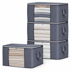 Brotasdro 90L Large Storage Bags – 4 Pack Foldable Closet Organizers