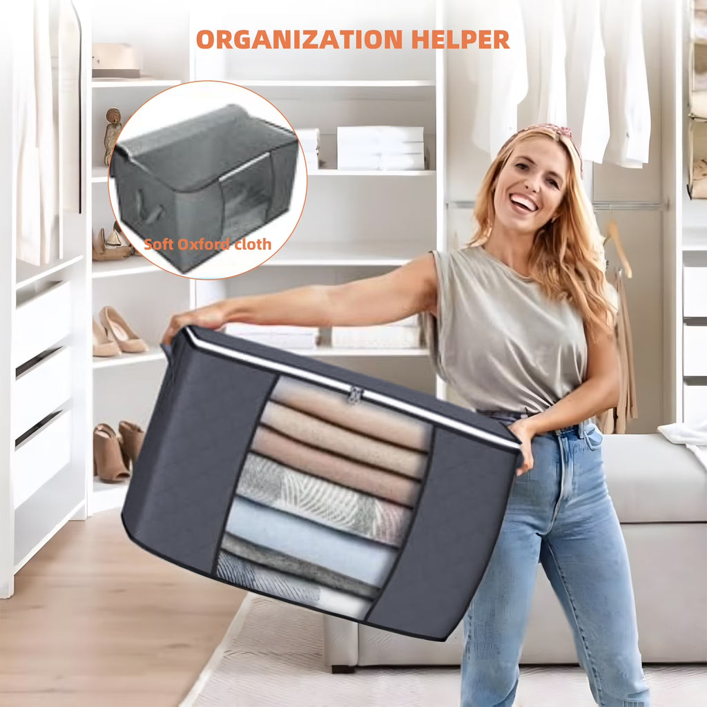 Brotasdro 90L Large Storage Bags – 4 Pack Foldable Closet Organizers