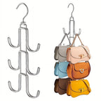 Hiziwimi Silver Hanger Organizer – 2 Piece Closet Purse & Bag Holder Set