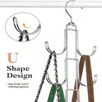 Hiziwimi Silver Hanger Organizer – 2 Piece Closet Purse & Bag Holder Set
