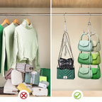 Hiziwimi Silver Hanger Organizer – 2 Piece Closet Purse & Bag Holder Set