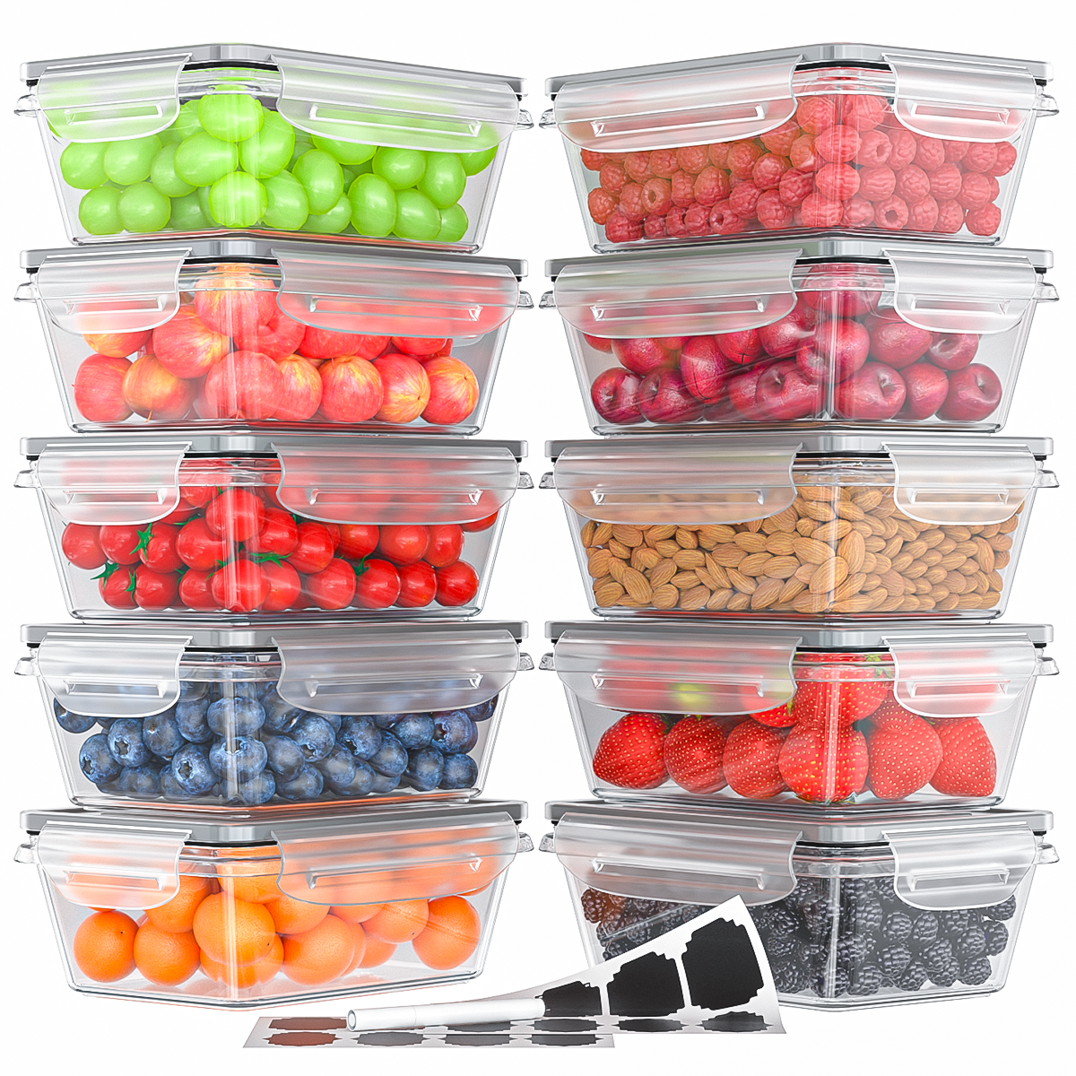 GPED Food Storage Containers with Lids – 20 Piece Airtight Stackable Kitchen Set