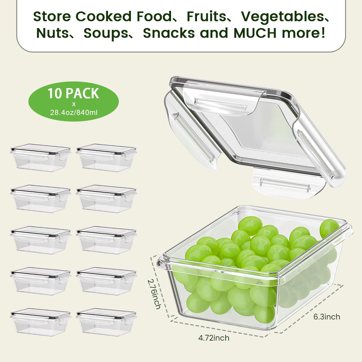 GPED Food Storage Containers with Lids – 20 Piece Airtight Stackable Kitchen Set
