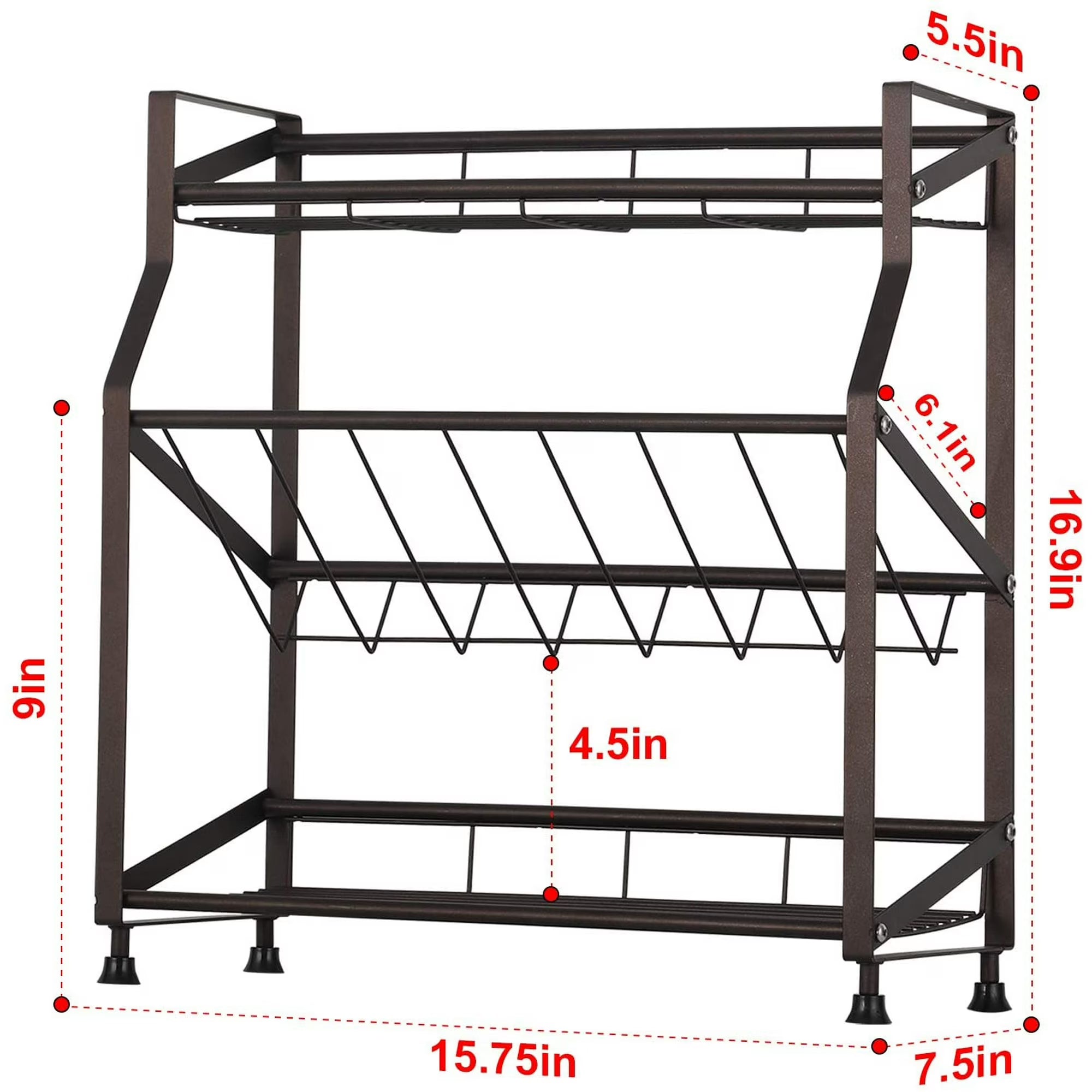 Gourmet Kitchen 3-Tier Spice Rack Organizer – Freestanding Metal Holder