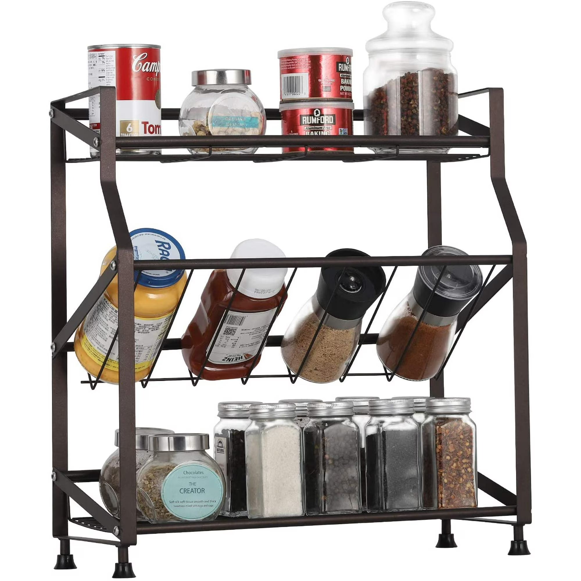 Gourmet Kitchen 3-Tier Spice Rack Organizer – Freestanding Metal Holder