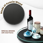 18" Acacia Wood Lazy Susan Turntable – Rotating Kitchen Organizer Tray